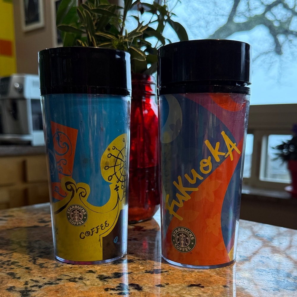 Vintage, limited edition collectors Starbucks Fukuoka Colorful Travel Tumblers